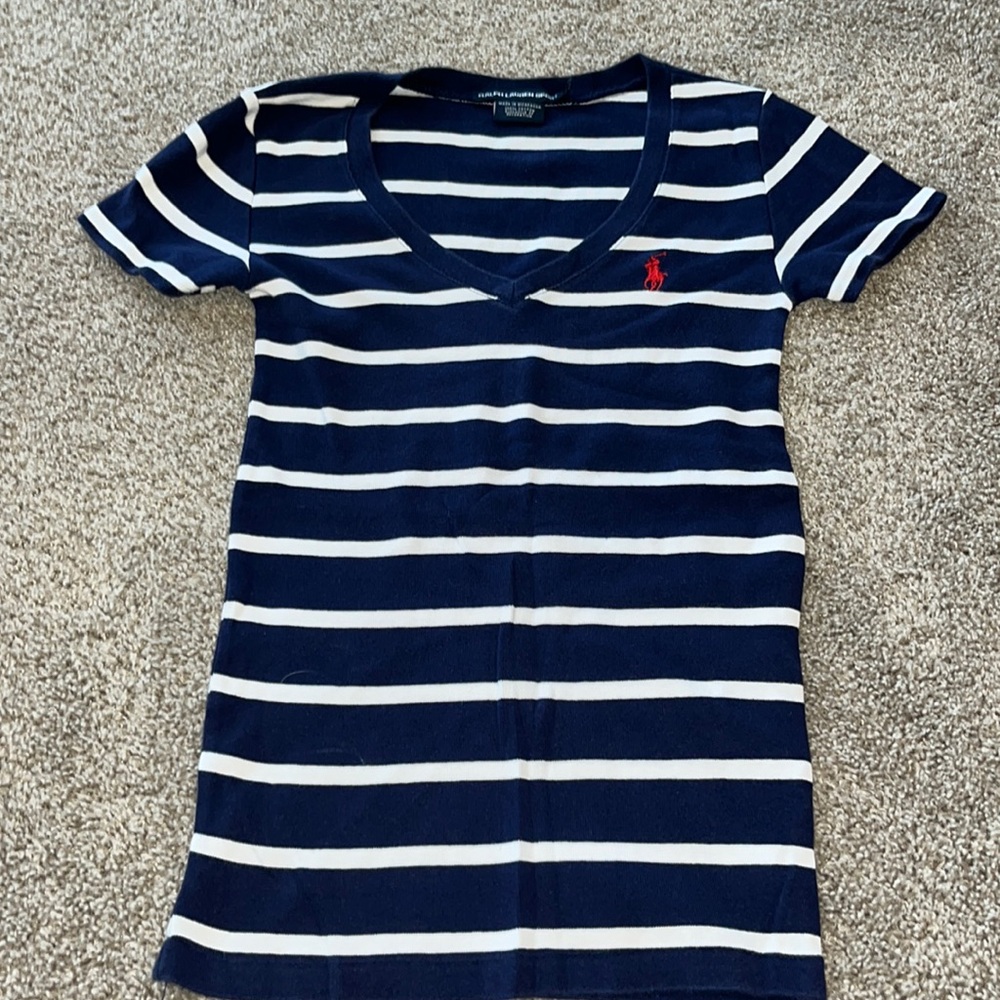 Ralph lauren sport navy striped t shirt